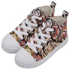 White Tiger Kids  Mid-top Canvas Sneakers by ExtraGoodSauce