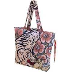 White Tiger Drawstring Tote Bag by ExtraAwesomeSauce