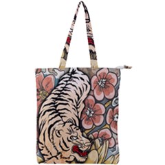 White Tiger Double Zip Up Tote Bag by ExtraGoodSauce