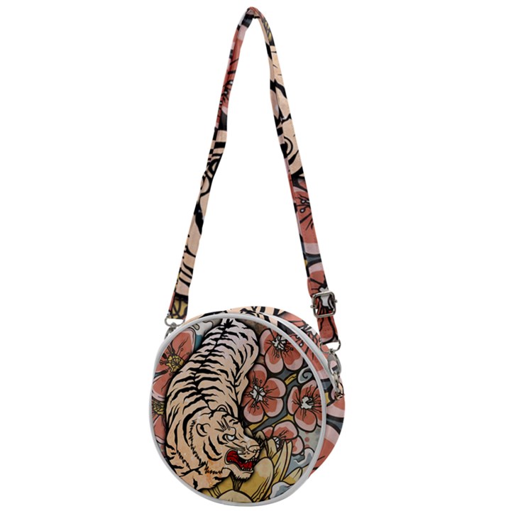 White Tiger Crossbody Circle Bag