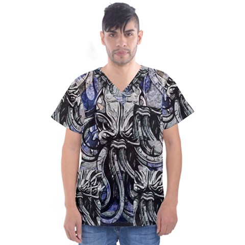 Kraken Men s V-neck Scrub Top by ExtraAwesomeSauce