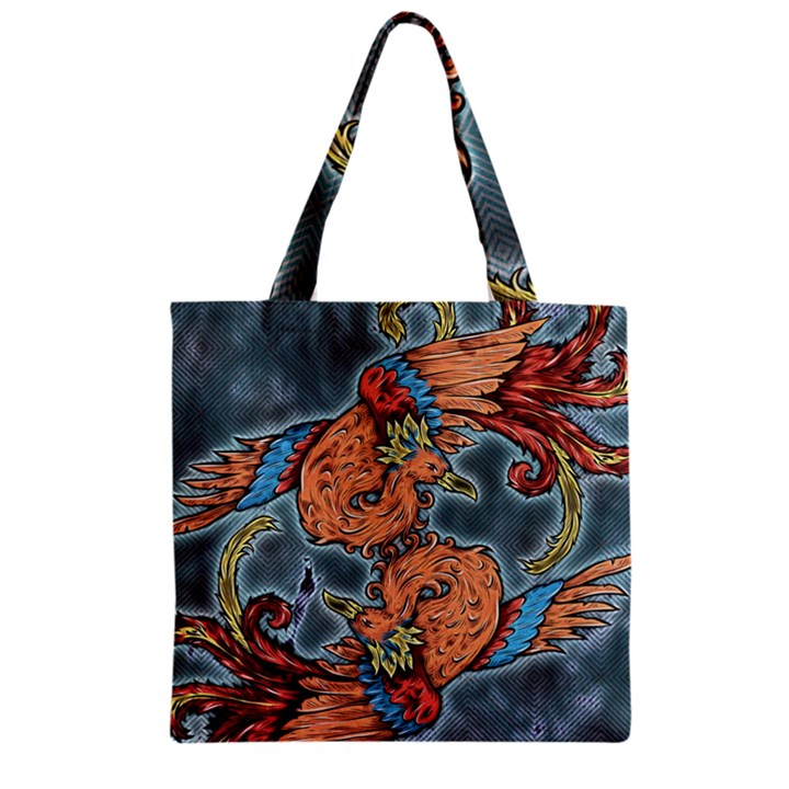 Chinese Phoenix Zipper Grocery Tote Bag