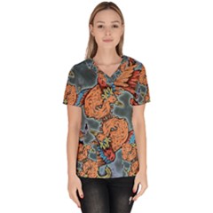 Chinese Phoenix Women s V-neck Scrub Top by ExtraAwesomeSauce