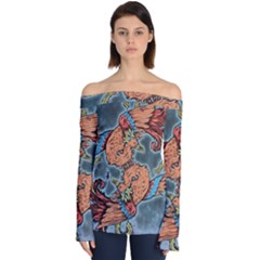 Chinese Phoenix Off Shoulder Long Sleeve Top by ExtraGoodSauce