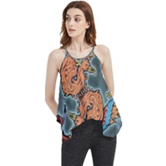 Chinese Phoenix Flowy Camisole Tank Top