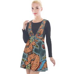 Chinese Phoenix Plunge Pinafore Velour Dress by ExtraGoodSauce