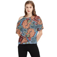 Chinese Phoenix One Shoulder Cut Out Tee