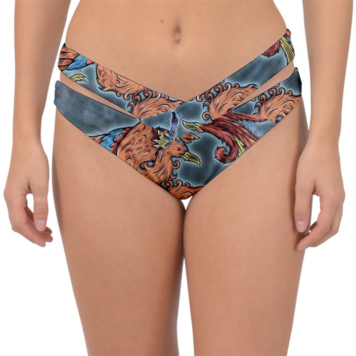 Chinese Phoenix Double Strap Halter Bikini Bottom