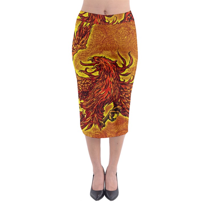 Phoenix Rising Midi Pencil Skirt