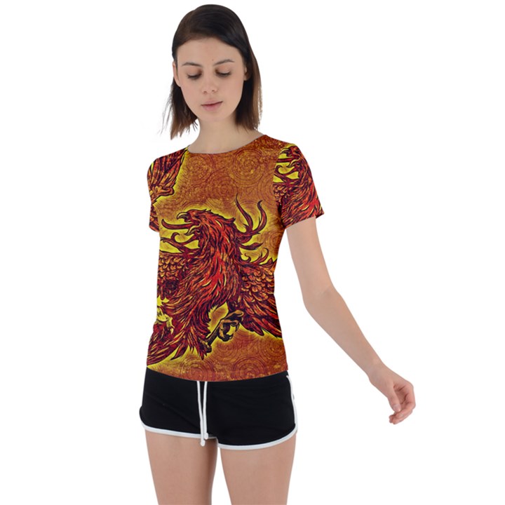 Phoenix Rising Back Circle Cutout Sports Tee