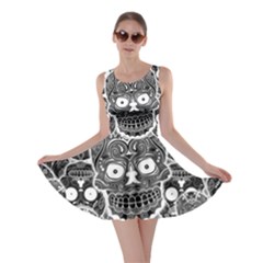 Sugar Skulls Bw Skater Dress by ExtraGoodSauce