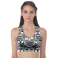 Sugar Skulls Bw Sports Bra by ExtraGoodSauce