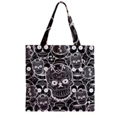 Sugar Skulls Bw Zipper Grocery Tote Bag by ExtraGoodSauce