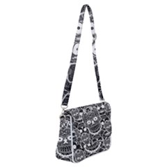 Sugar Skulls Bw Shoulder Bag With Back Zipper by ExtraGoodSauce