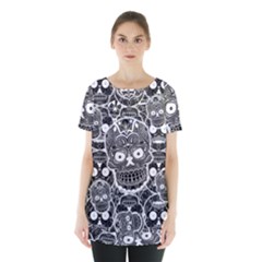 Sugar Skulls Bw Skirt Hem Sports Top by ExtraGoodSauce