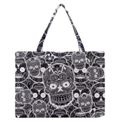 Sugar Skulls Bw Zipper Medium Tote Bag by ExtraGoodSauce