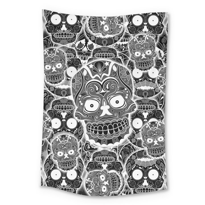 Sugar Skulls Bw Large Tapestry