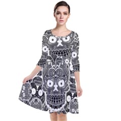 Sugar Skulls Bw Quarter Sleeve Waist Band Dress by ExtraGoodSauce