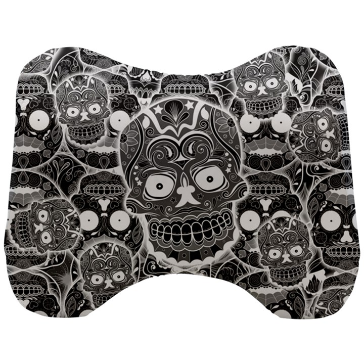 Sugar Skulls Bw Head Support Cushion