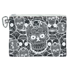 Sugar Skulls Bw Canvas Cosmetic Bag (xl) by ExtraGoodSauce