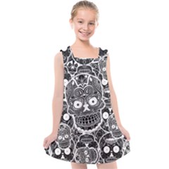 Sugar Skulls Bw Kids  Cross Back Dress by ExtraGoodSauce