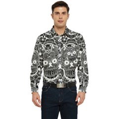 Sugar Skulls Bw Men s Long Sleeve Pocket Shirt 