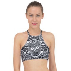 Sugar Skulls Bw Racer Front Bikini Top by ExtraGoodSauce