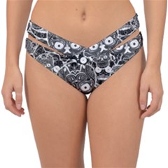 Sugar Skulls Bw Double Strap Halter Bikini Bottom