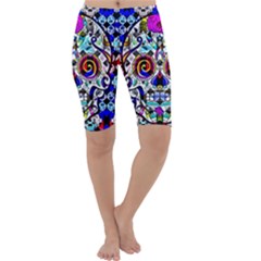 Sugar Skull Pattern 2 Cropped Leggings  by ExtraGoodSauce