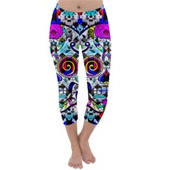 Sugar Skull Pattern 2 Capri Winter Leggings  by ExtraGoodSauce