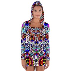 Sugar Skull Pattern 2 Long Sleeve Hooded T-shirt by ExtraAwesomeSauce