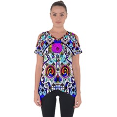 Sugar Skull Pattern 2 Cut Out Side Drop Tee by ExtraGoodSauce