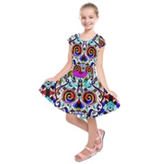 Sugar Skull Pattern 2 Kids  Short Sleeve Dress by ExtraGoodSauce