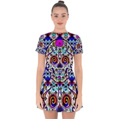 Sugar Skull Pattern 2 Drop Hem Mini Chiffon Dress by ExtraGoodSauce