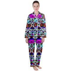 Sugar Skull Pattern 2 Satin Long Sleeve Pajamas Set by ExtraAwesomeSauce