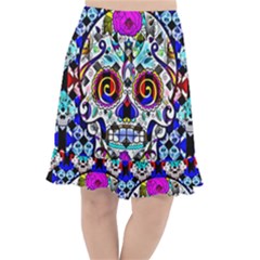 Sugar Skull Pattern 2 Fishtail Chiffon Skirt by ExtraGoodSauce