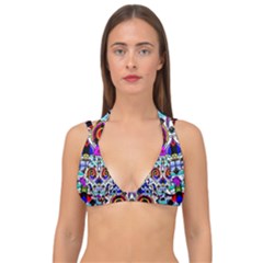 Sugar Skull Pattern 2 Double Strap Halter Bikini Top