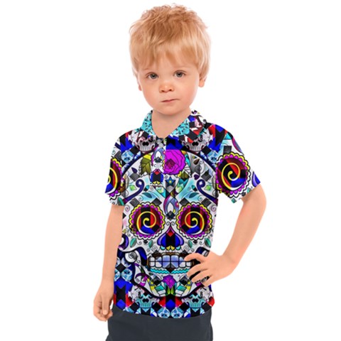 Sugar Skull Pattern 2 Kids  Polo Tee by ExtraGoodSauce