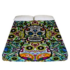 Sugar Skulls Pattern Fitted Sheet (queen Size) by ExtraGoodSauce