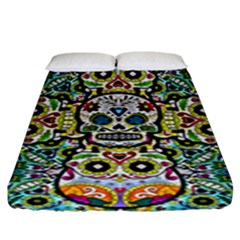 Sugar Skulls Pattern Fitted Sheet (king Size) by ExtraGoodSauce