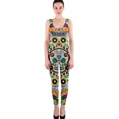 Sugar Skulls Pattern One Piece Catsuit by ExtraGoodSauce