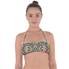 Sugar Skulls Pattern Halter Bandeau Bikini Top by ExtraGoodSauce