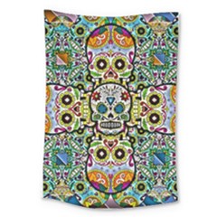 Sugar Skulls Pattern Large Tapestry by ExtraGoodSauce