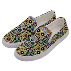 Sugar Skulls Pattern Men s Canvas Slip Ons by ExtraGoodSauce