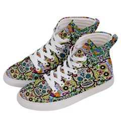 Sugar Skulls Pattern Men s Hi-top Skate Sneakers by ExtraGoodSauce