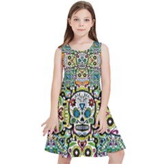 Sugar Skulls Pattern Kids  Skater Dress by ExtraGoodSauce