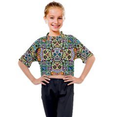 Sugar Skulls Pattern Kids Mock Neck Tee