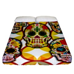 Sugar Skulls Fitted Sheet (queen Size) by ExtraGoodSauce