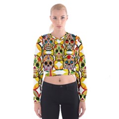 Sugar Skulls Cropped Sweatshirt by ExtraGoodSauce