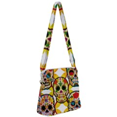 Sugar Skulls Zipper Messenger Bag by ExtraGoodSauce